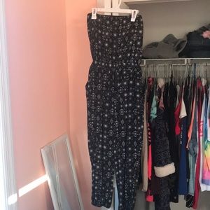 Black and white strapless romper